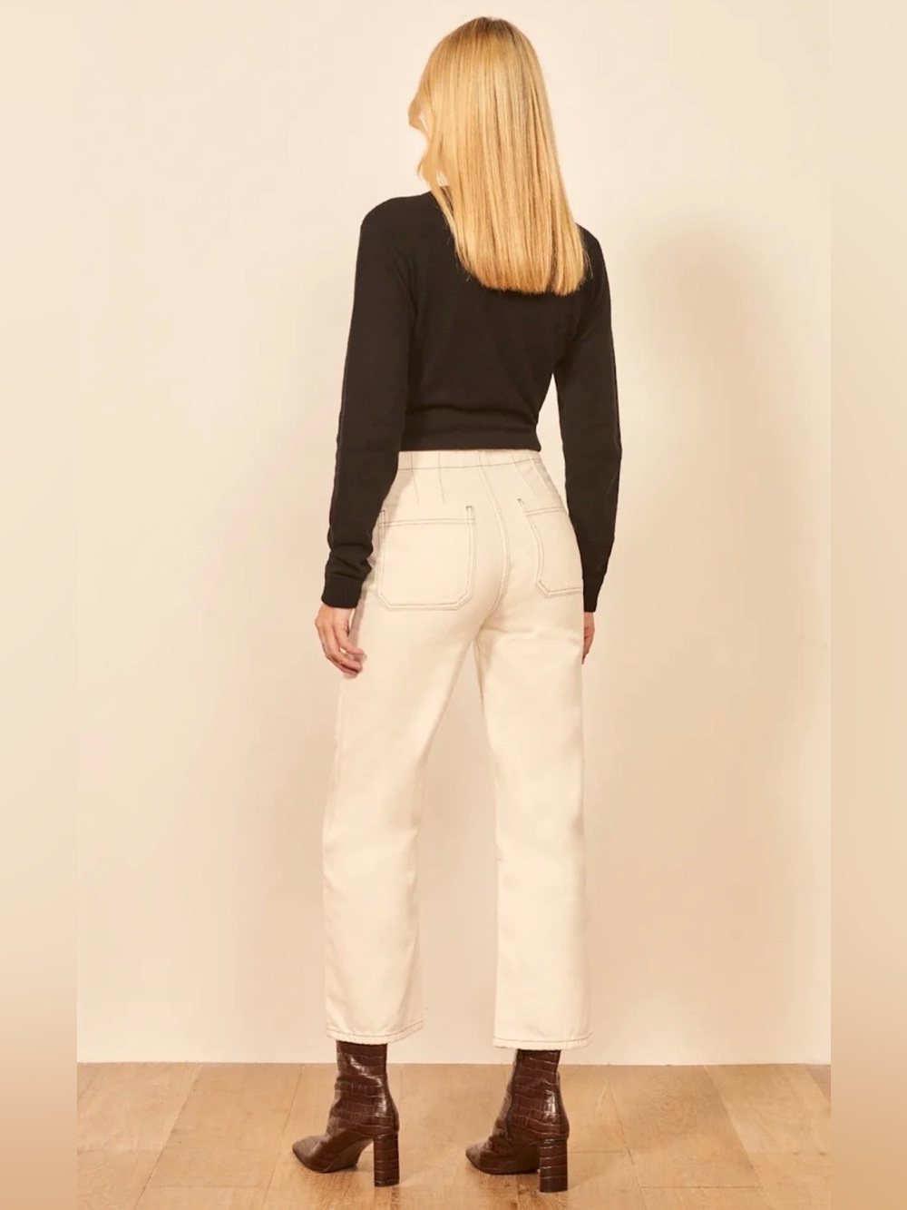 Reformation Eloise High Rise Wide Leg Jeans in Ivory - Size 28 - Picture 4 of 17